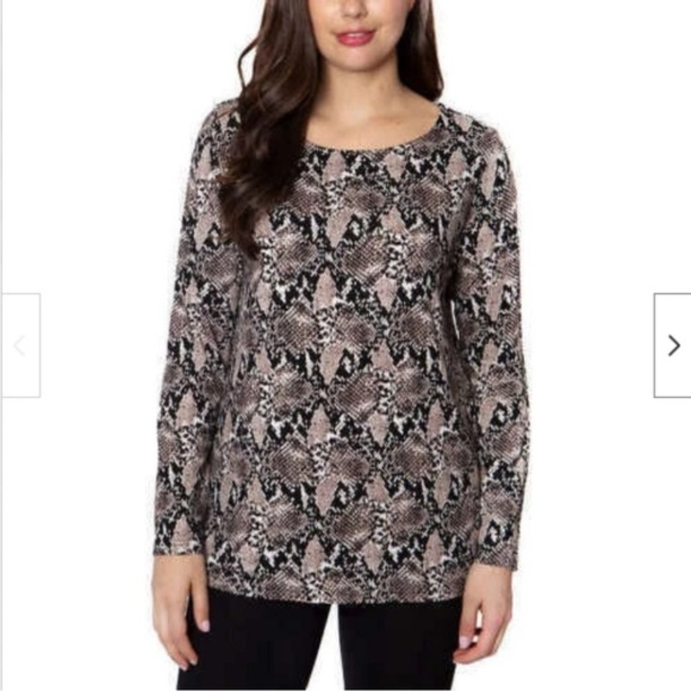 Mario Serrani Black and Tan Long Sleeve Blouse